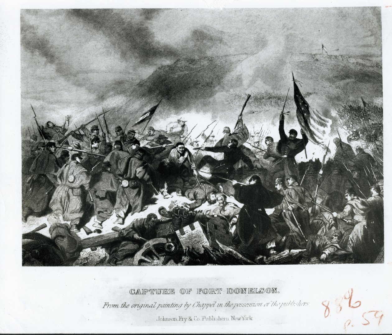 Indfangelse af Fort Donelson. af Alonzo Chappel