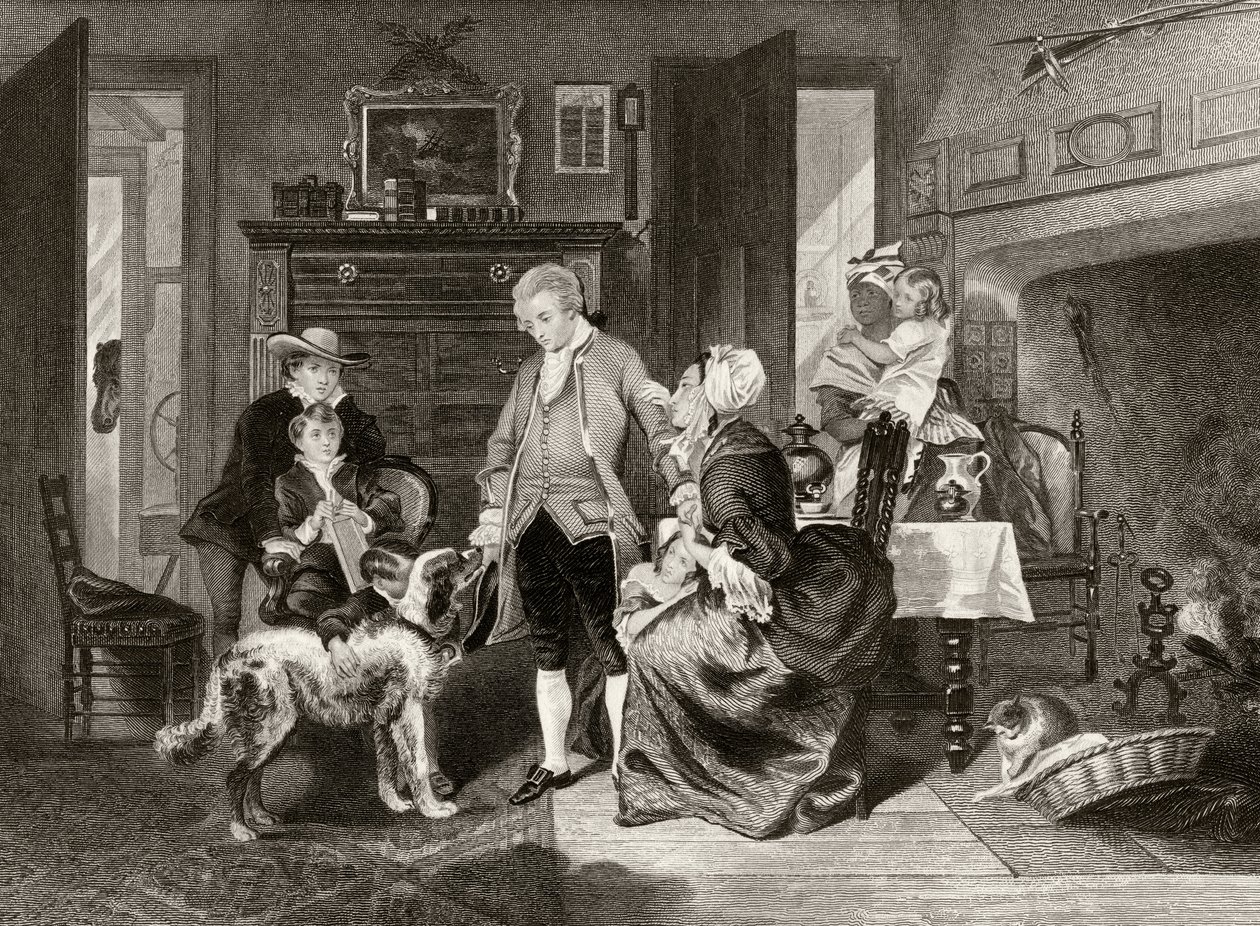 George Washington hører sin mor overbevise ham om ikke at gå til søs som midtskibsmand, fra 