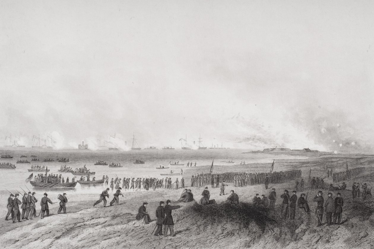 Landing af tropperne under bombardementet af Fort Fisher, North Carolina 1864 af Alonzo Chappel