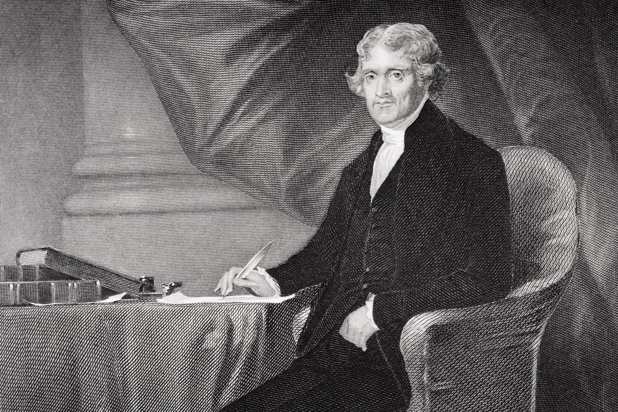 Portræt af Thomas Jefferson (1743-1826) (detalje af 254737) af Alonzo Chappel