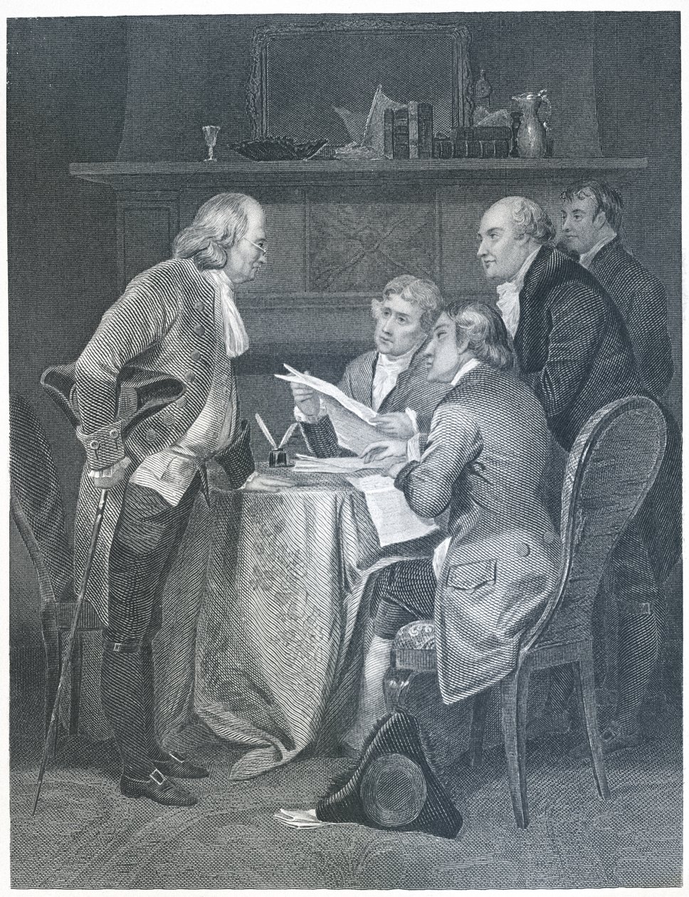 Udarbejdelse af uafhængighedserklæringen i 1776, 1859 af Alonzo Chappel