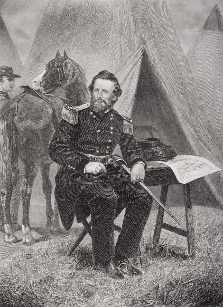 Portræt af Nathaniel Lyon (1818-61) (litho) af Alonzo Chappel