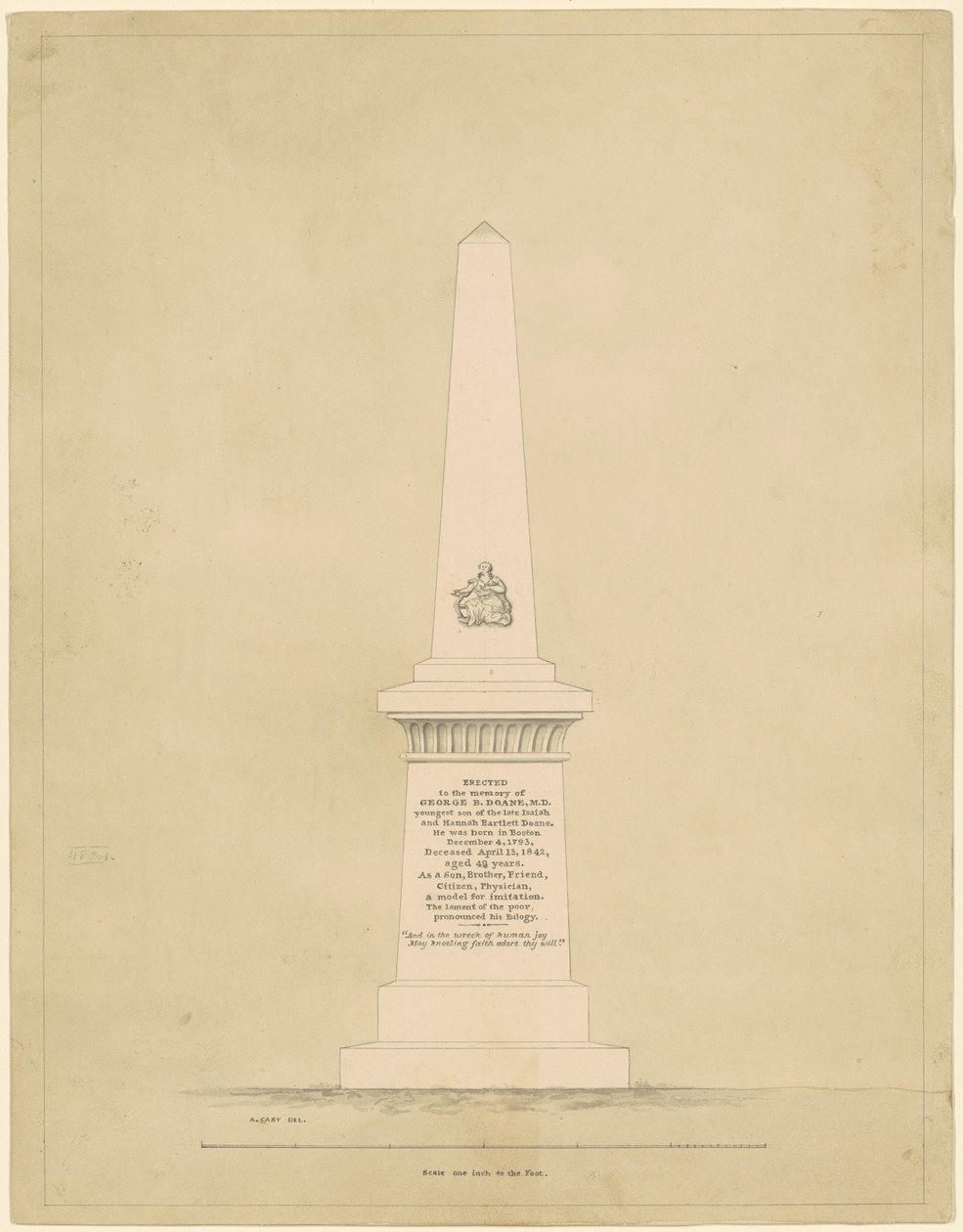 Design til et monument til minde om George B. Doane af Alpheus Cary