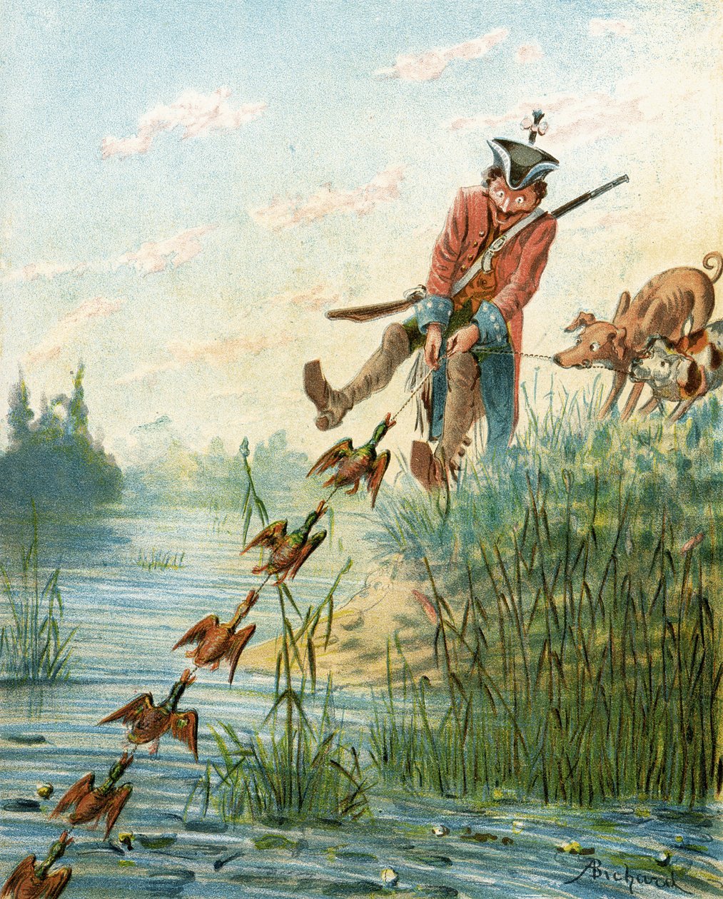 Baron Munchausen fanger ænder med baconfedt, fra 