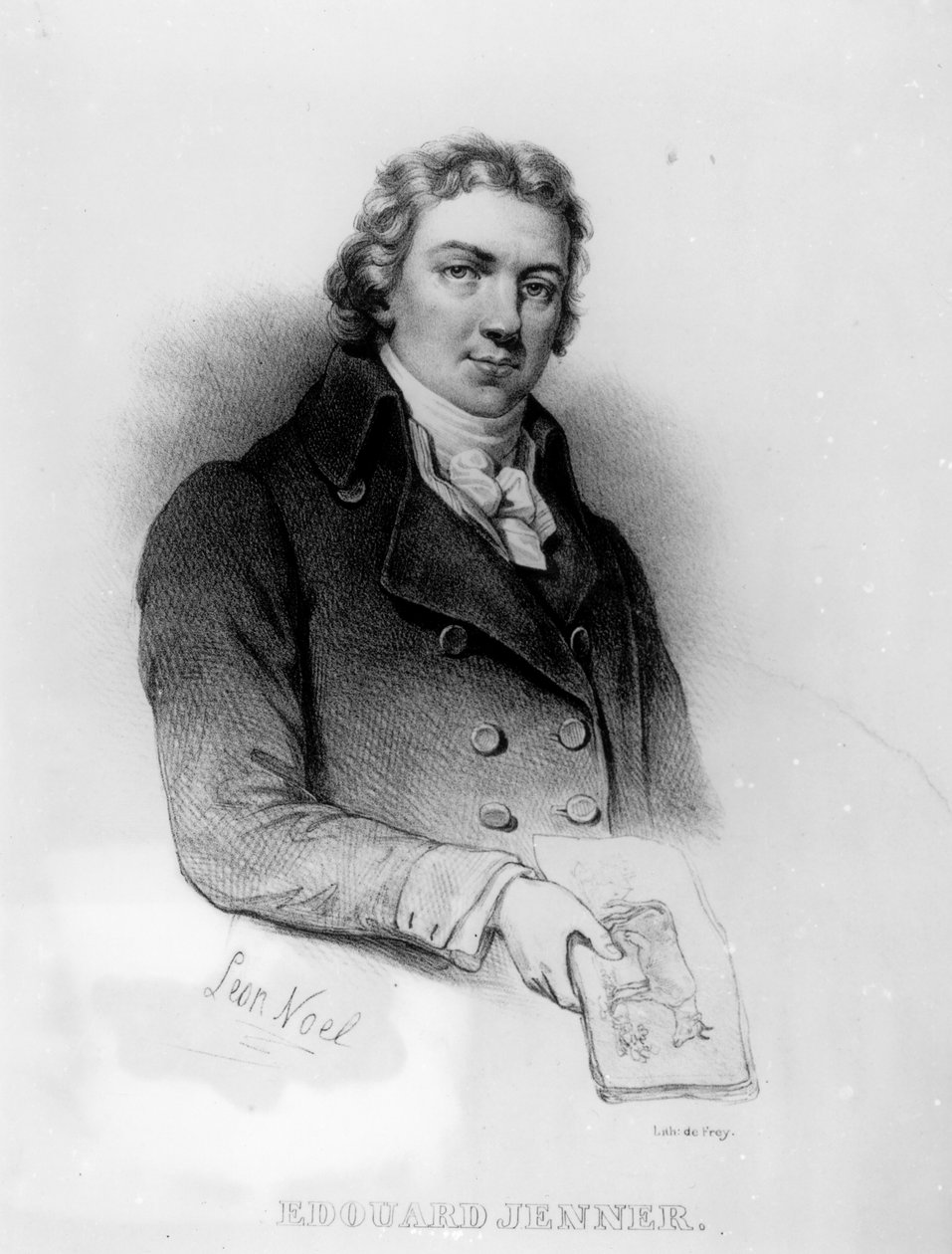 Portræt af Edward Jenner (1749-1823), litografi af de Frey af Alphonse Leon Noel