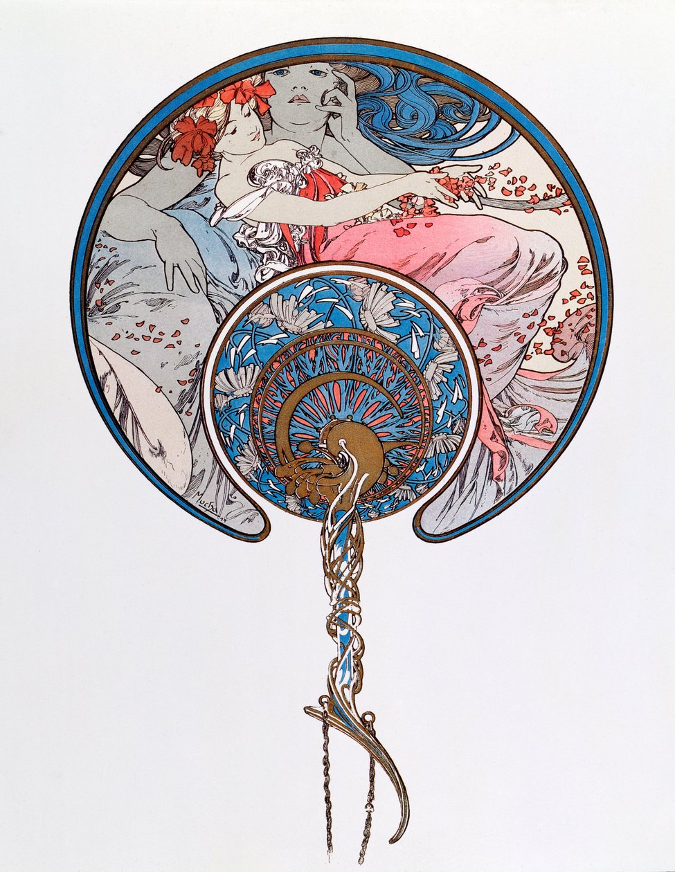 The Passing Wind Wars Youth Lithography af Alphonse Mucha (1860-1939) 1899 - Dim 45,5x 62 cm Privat samling af Alphonse Mucha