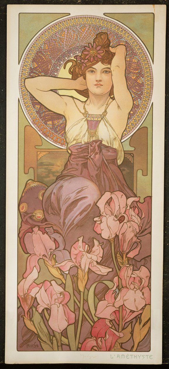 The Precious Stones: Ametyst, 1900 af Alphonse Mucha