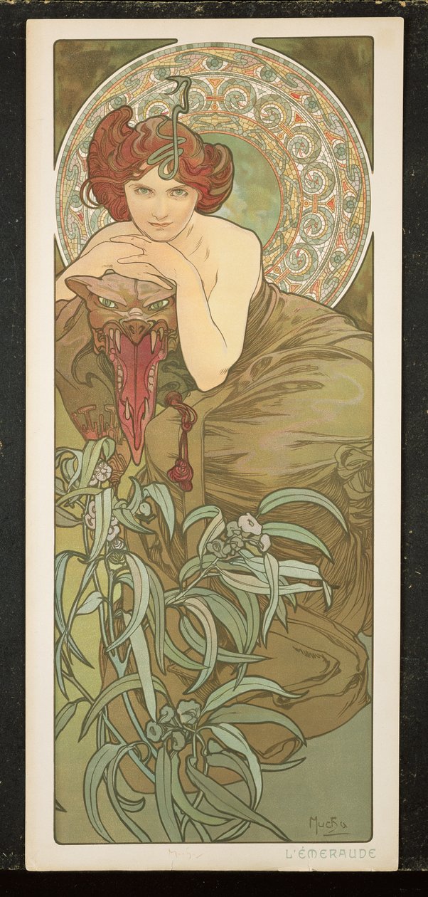 The Precious Stones: Emerald, 1900 af Alphonse Mucha