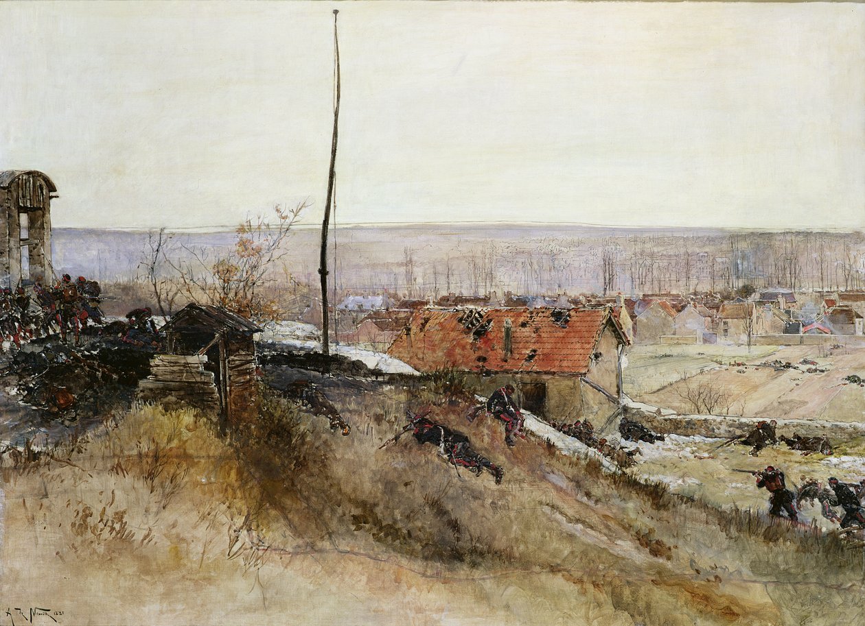 Angreb på kalkovnen ved Champigny Quarry, 2. december 1870, 1881 af Alphonse Marie de Neuville