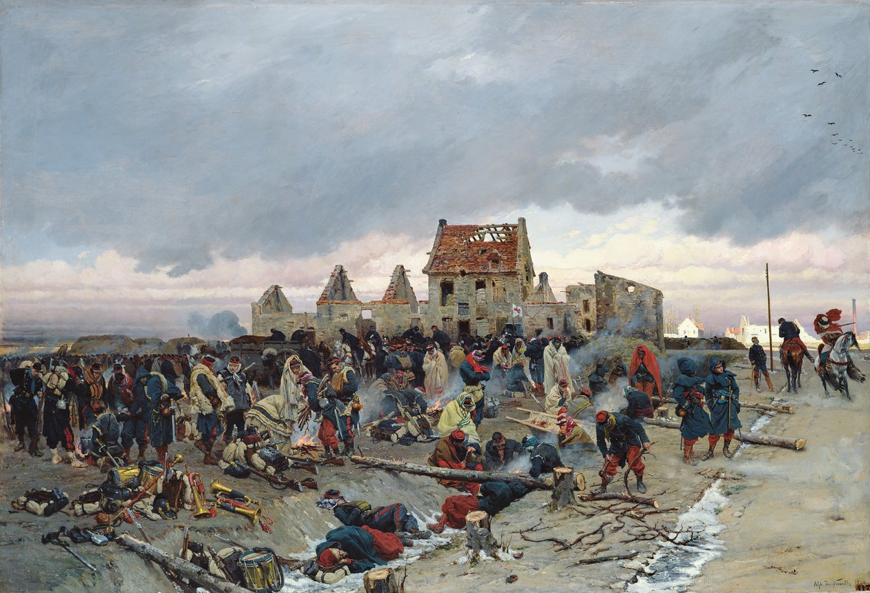 Bivuak ved Le Bourget efter slaget den 21. december 1870, 1872 af Alphonse Marie de Neuville