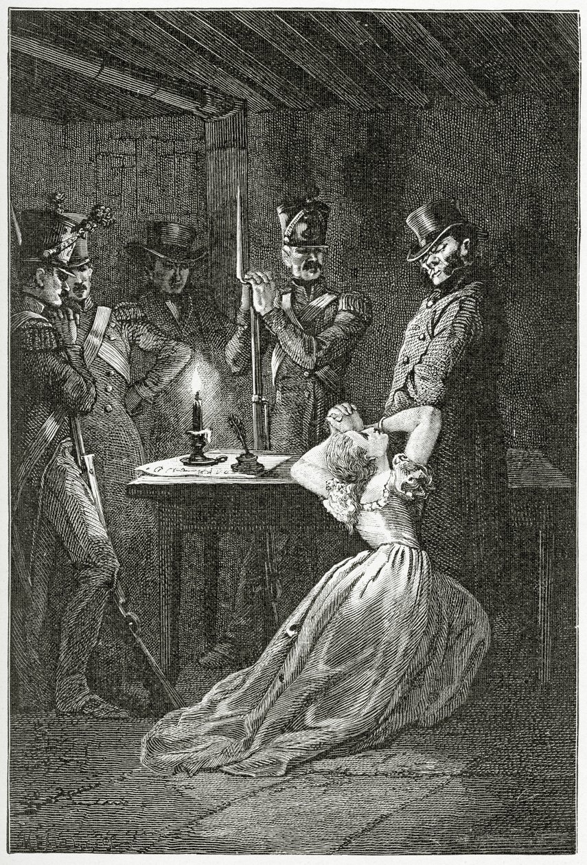 Illustration fra Les Misérables, 1800-tallet (bw-gravering) af Alphonse Marie de Neuville