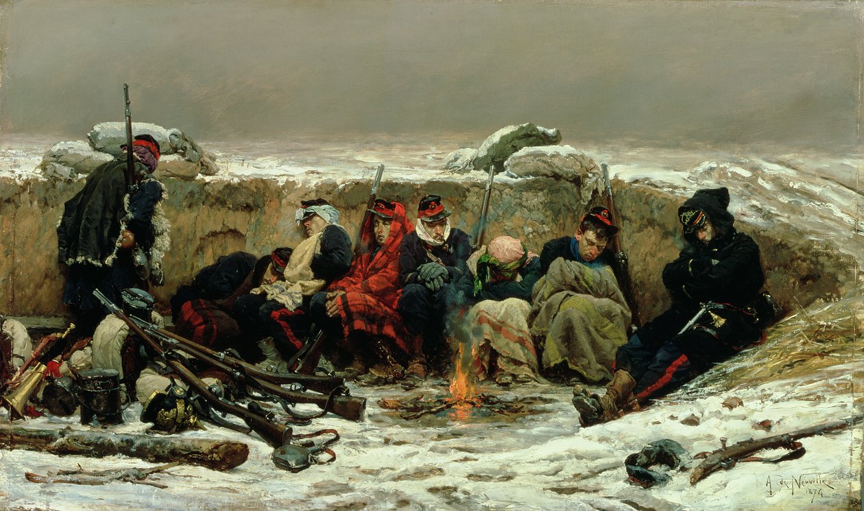 I skyttegravene, 1874 af Alphonse Marie de Neuville