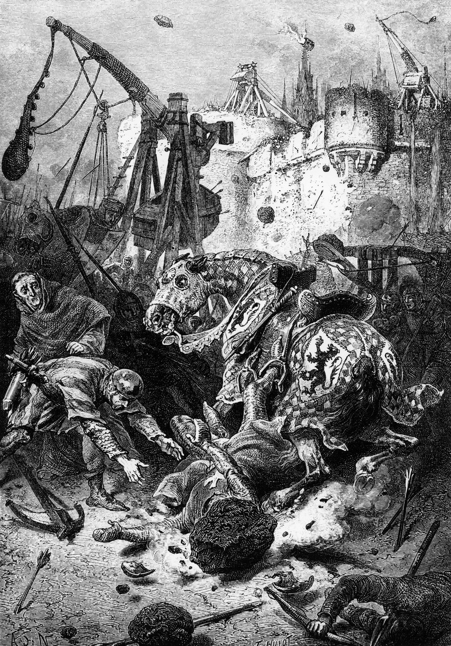 Simon de Montforts død ved belejringen af Toulouse, 25. juni 1218, 1883 af Alphonse Marie de Neuville