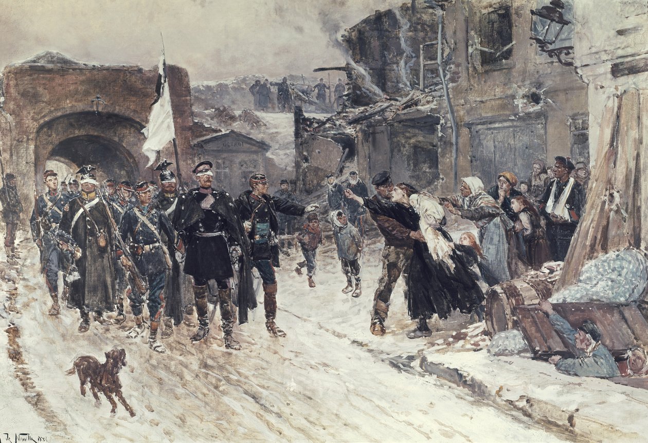 Indgangen til Belfort af den tyske kommandør, der bærer våbenhvilens flag, 4. november 1870, 1884 af Alphonse Marie de Neuville