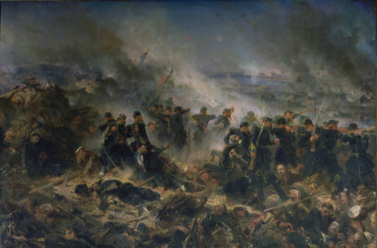 Gervais-batteriet ved belejringen af Sebastopol, 18. juni 1855 af Alphonse Marie de Neuville