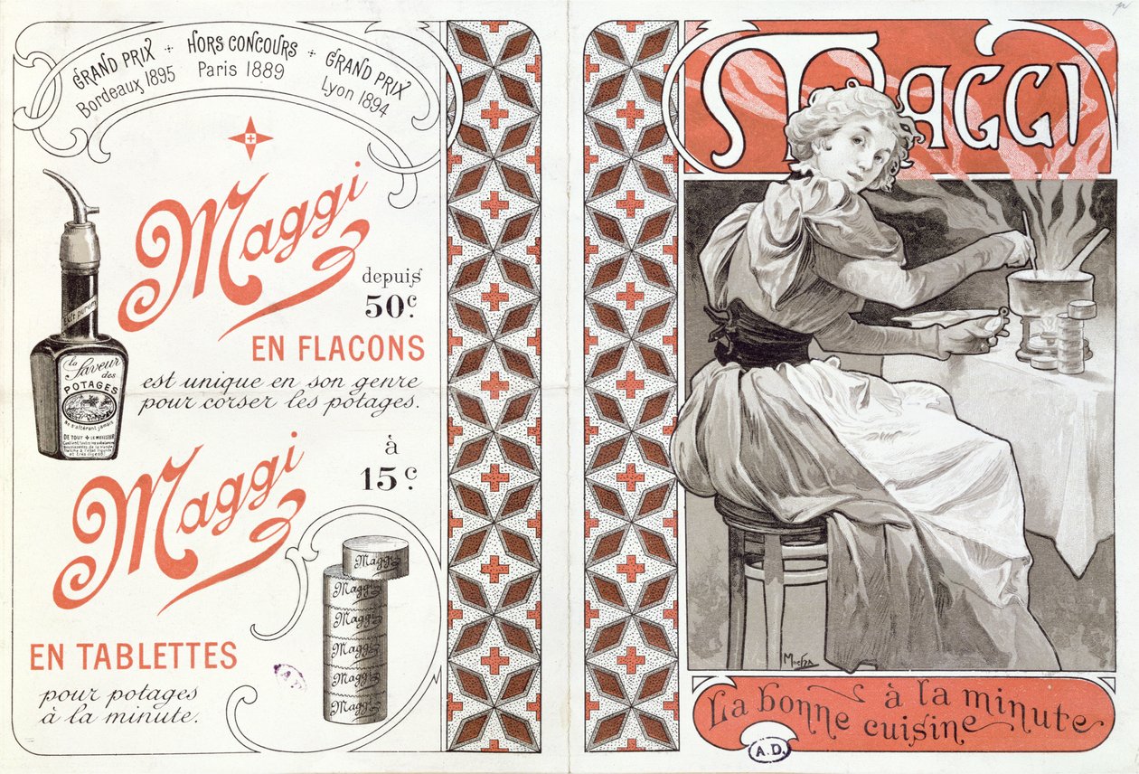 Annonce for Maggi, slutningen af det 19. århundrede af Alphonse Mucha