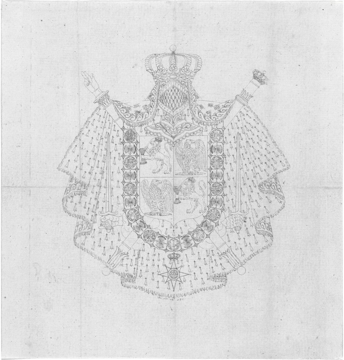 Design af Louis Napoleons våbenskjold som hersker over kongeriget Holland af Alphonse Pierre Giraud