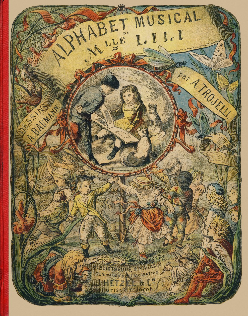Omslag - Indgravering fra Mlle Lilis musikalfabet, af Angelino Trojelli (18..-1916). Bibliotek og uddannelses- og fritidsbutik J. Hetzel & Cie, Paris af Alphonse Victor Baumann