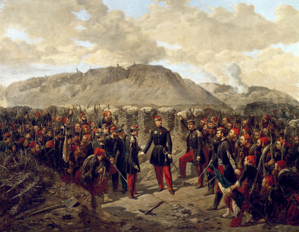 Krim-krigen (1853-1856): Marskal Patrice MacMahon med zouaverne i Malakoff af Alphonse Antoine Aillaud