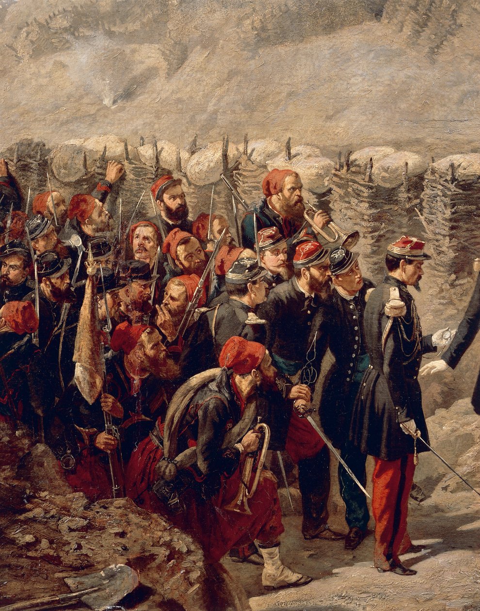 Marshal Patrice MacMahon med Zouaves i Malakoff af Alphonse Antoine Aillaud