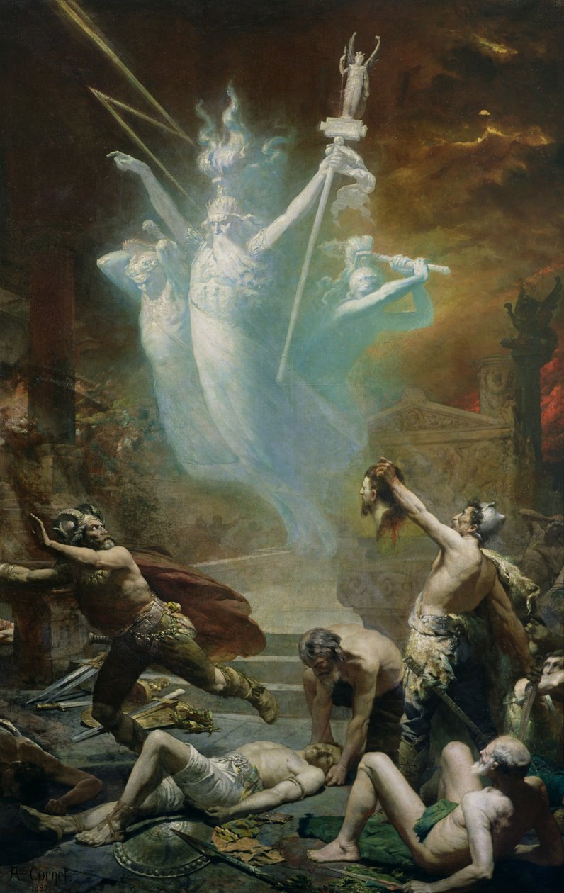 Gallernes indtagelse af templet i Delphi, 1885 af Alphonse Cornet