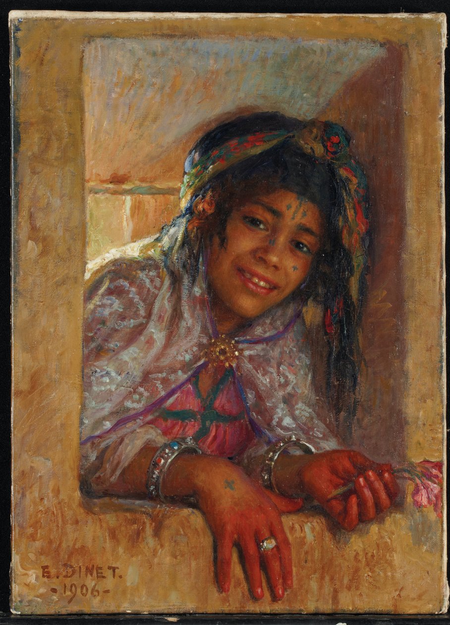Pige ved vinduet af Alphonse Etienne Dinet