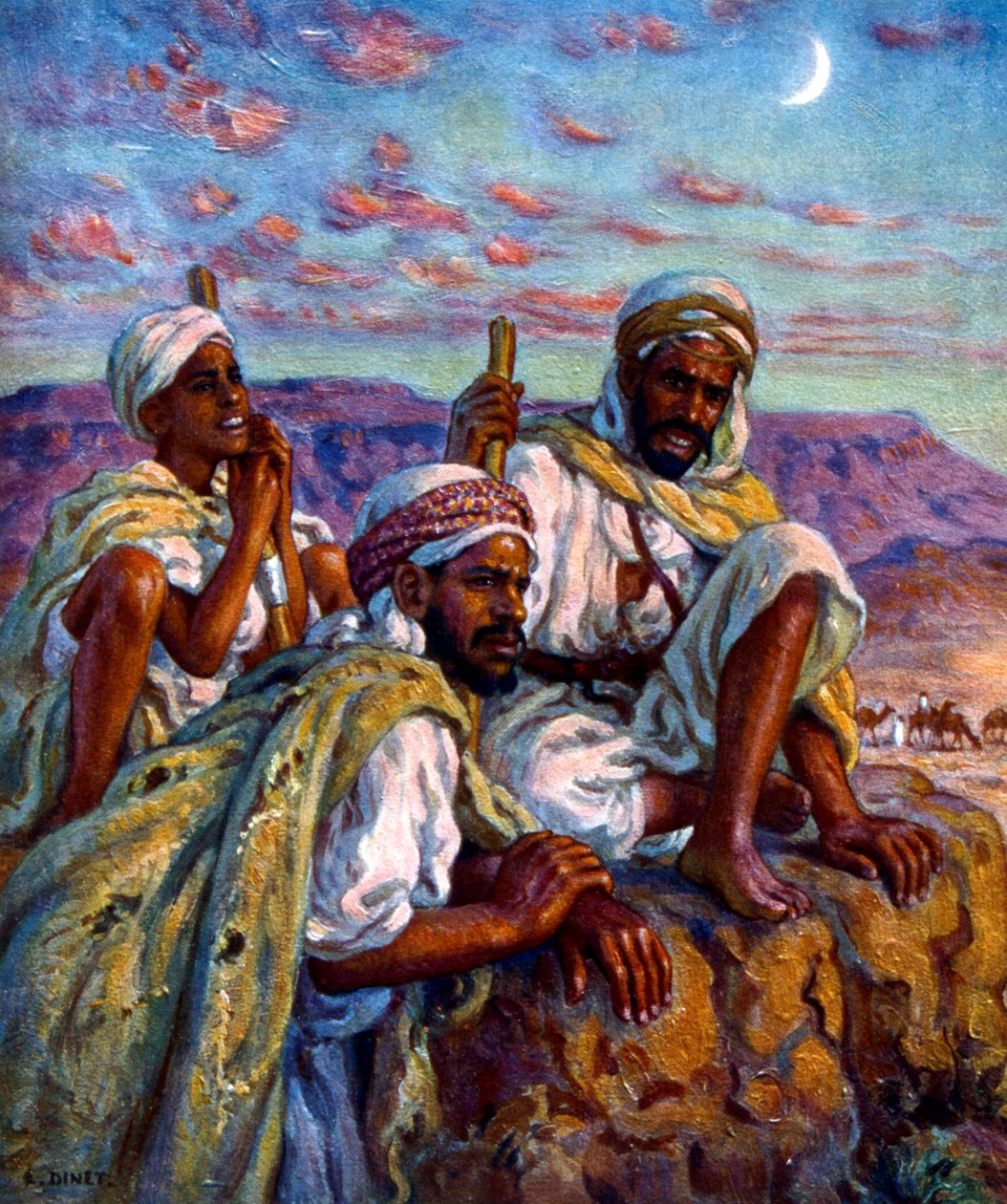 Gruppe af arabiske hyrder af Nasreddine Dinet (Alphonse-Étienne Dinet). 1861 1929. fransk orientalistisk maler 1918 af Alphonse Etienne Dinet