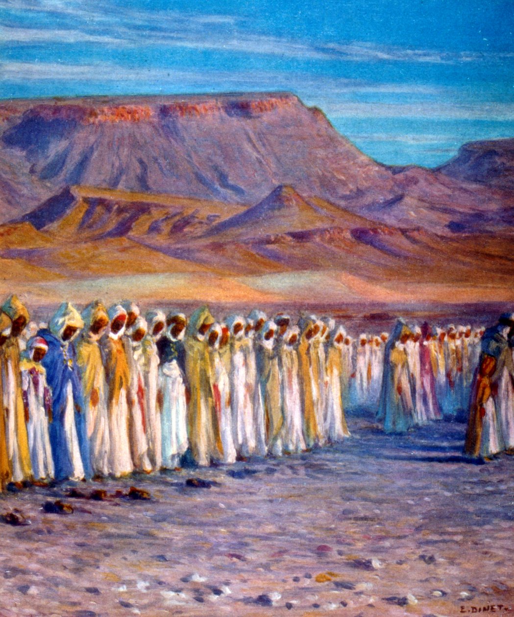 Illustration, der viser muslimske arabiske pilgrimme på vej til Mekka. af Nasreddine Dinet (Alphonse-Étienne Dinet). 1861 1929 af Alphonse Etienne Dinet