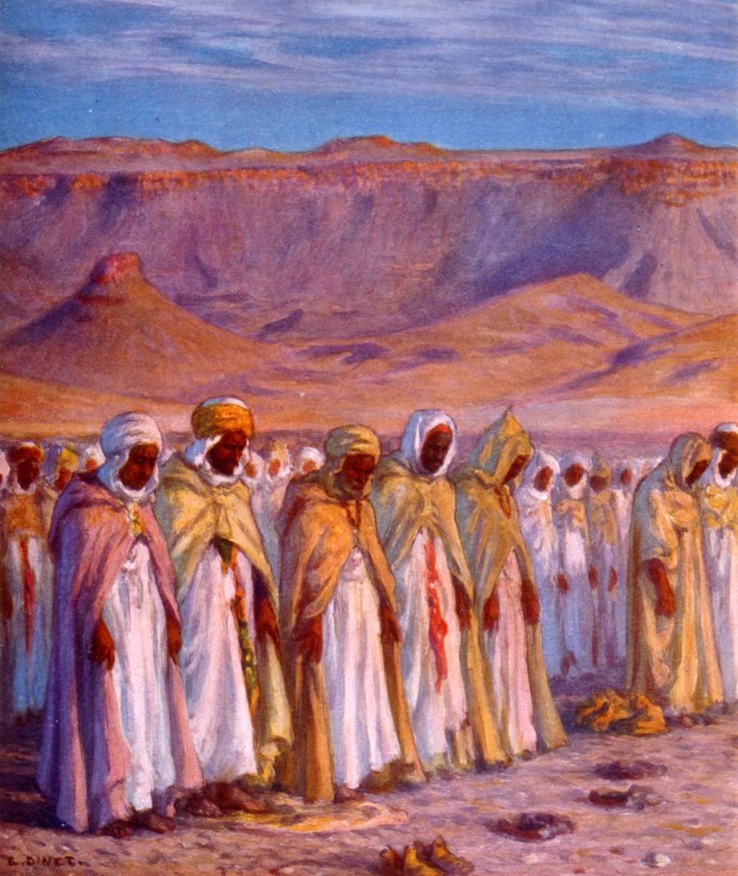 Illustration, der viser muslimske arabiske pilgrimme på vej til Mekka. af Nasreddine Dinet (Alphonse-Étienne Dinet). 1861 1929 af Alphonse Etienne Dinet
