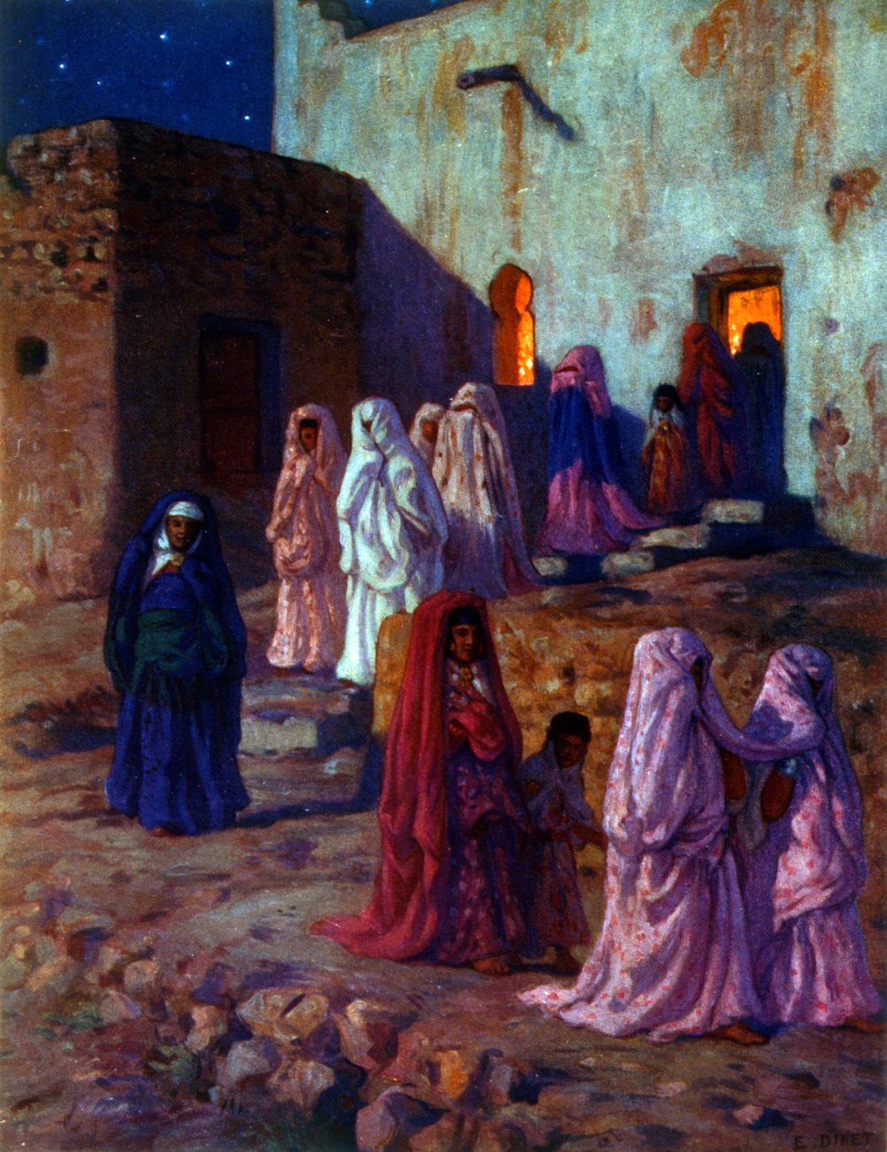 Illustration, der viser muslimske arabiske kvinder, der fejrer 