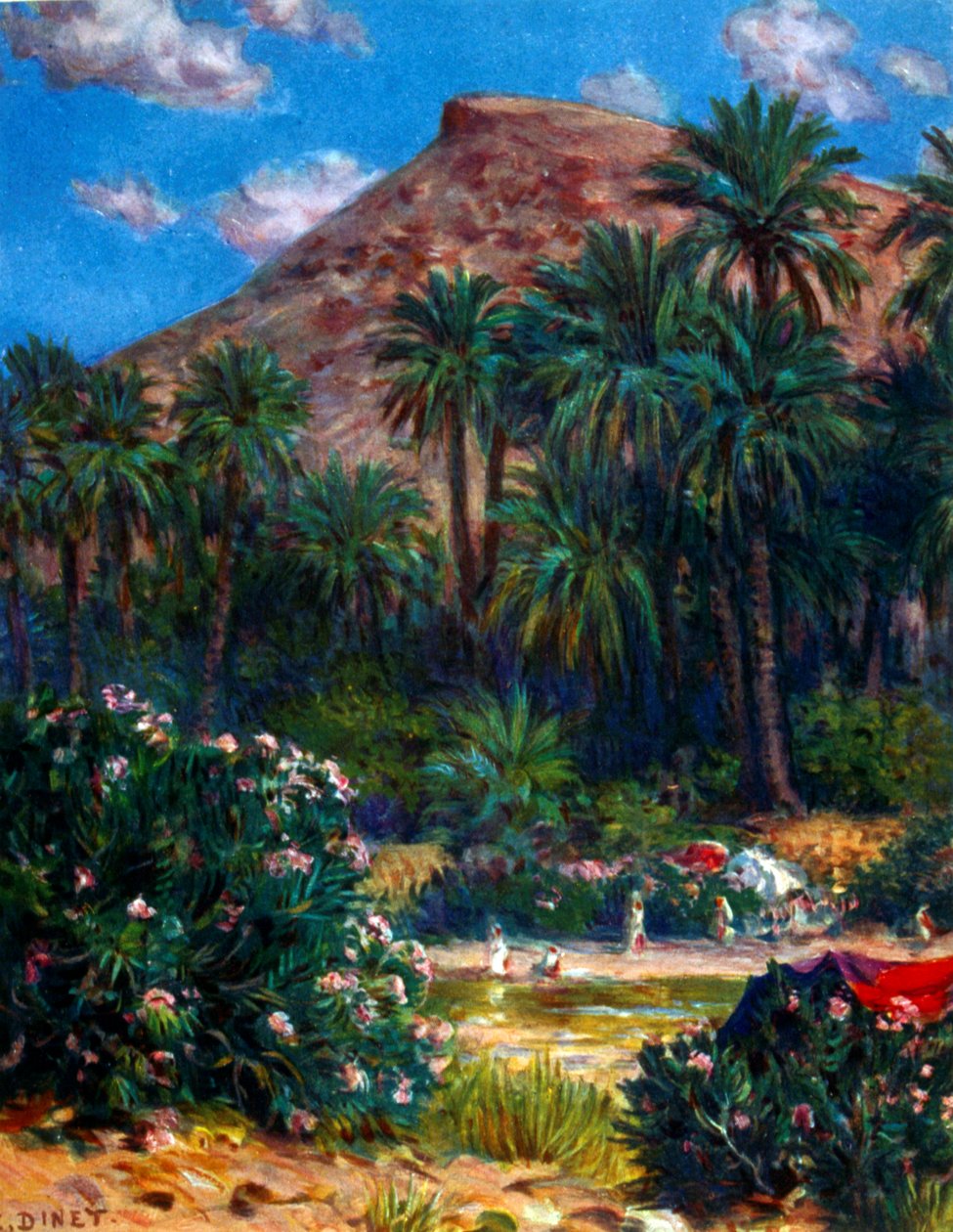 Oasis af Nasreddine Dinet (Alphonse-Étienne Dinet). 1861 1929. fransk orientalistisk maler 1918 af Alphonse Etienne Dinet