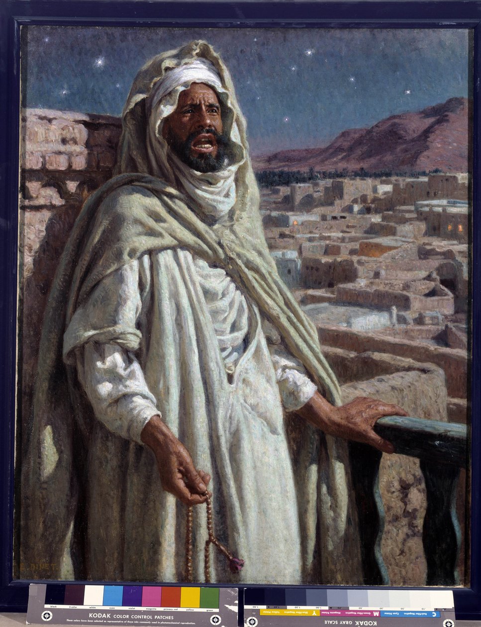 Muezzinen, et medlem af moskeen, der kalder til bøn (olie på lærred) af Alphonse Etienne Dinet