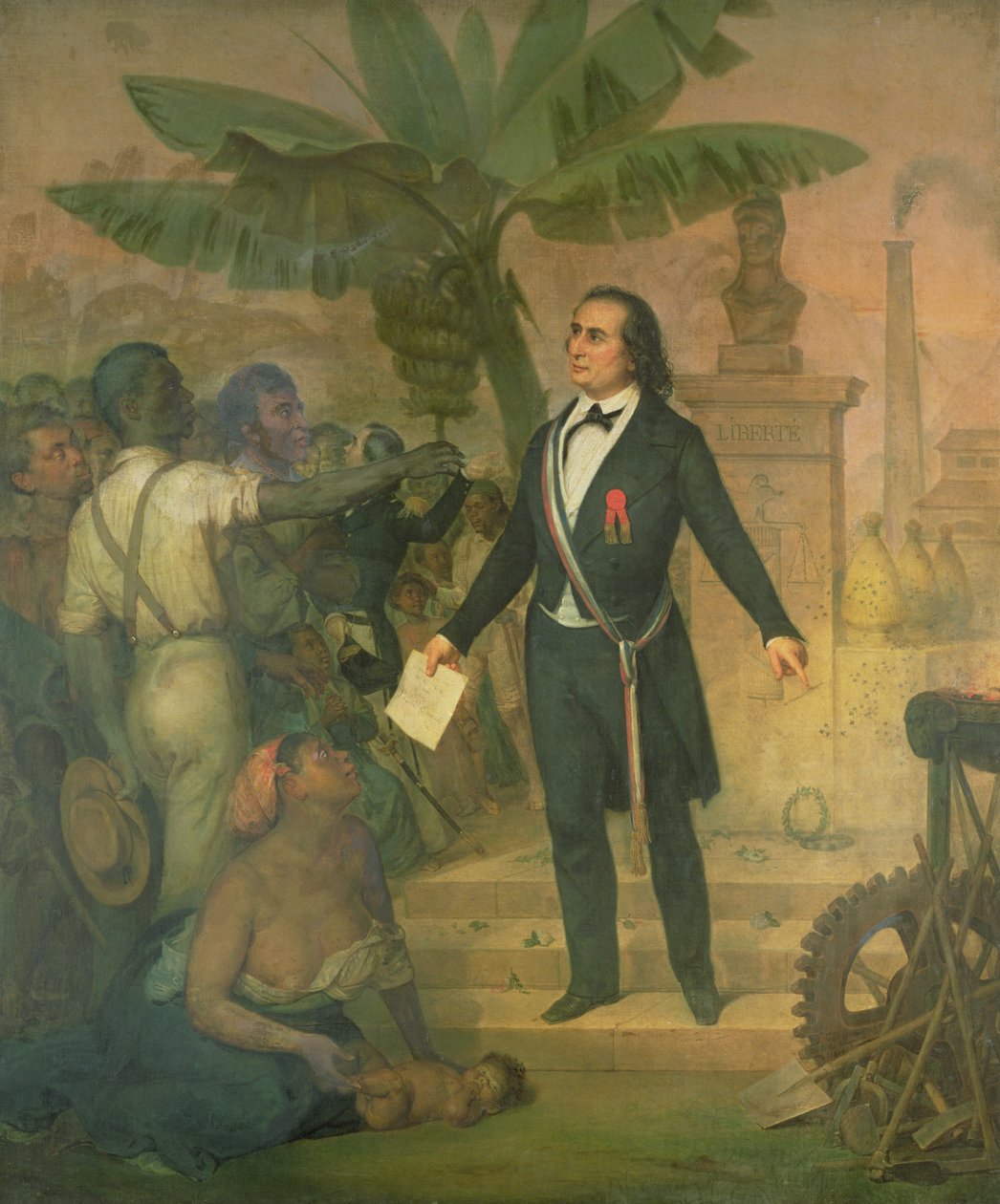 Joseph Napoleon Sebastien Sarda Garriga (1808-77) med Emancipationsdekretet om La Reunion af Alphonse Garreau