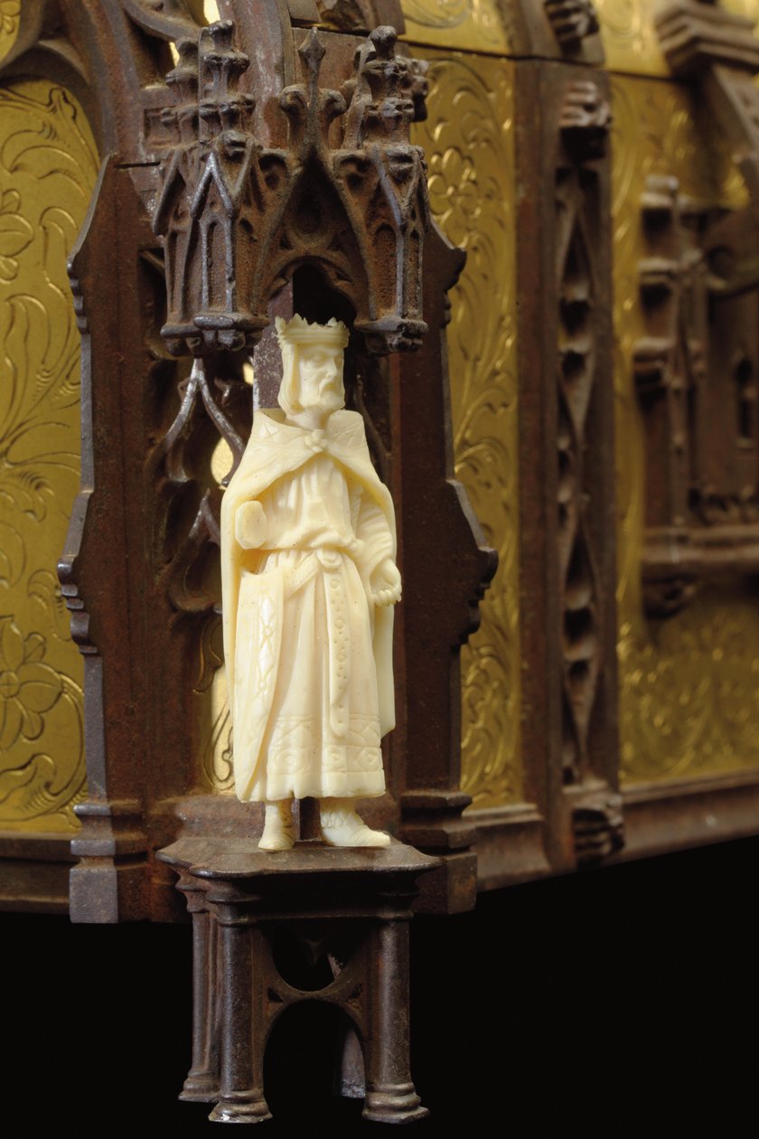 Detalje af et smykkeskrin fra gotisk genoplivning, ca. 1880 af Alphonse Gustave Giroux