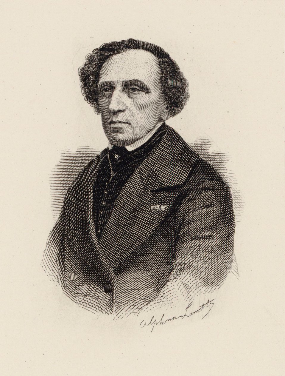 Portræt af komponisten Giacomo Meyerbeer 1791-1864, 1875. af Alphonse Lamotte