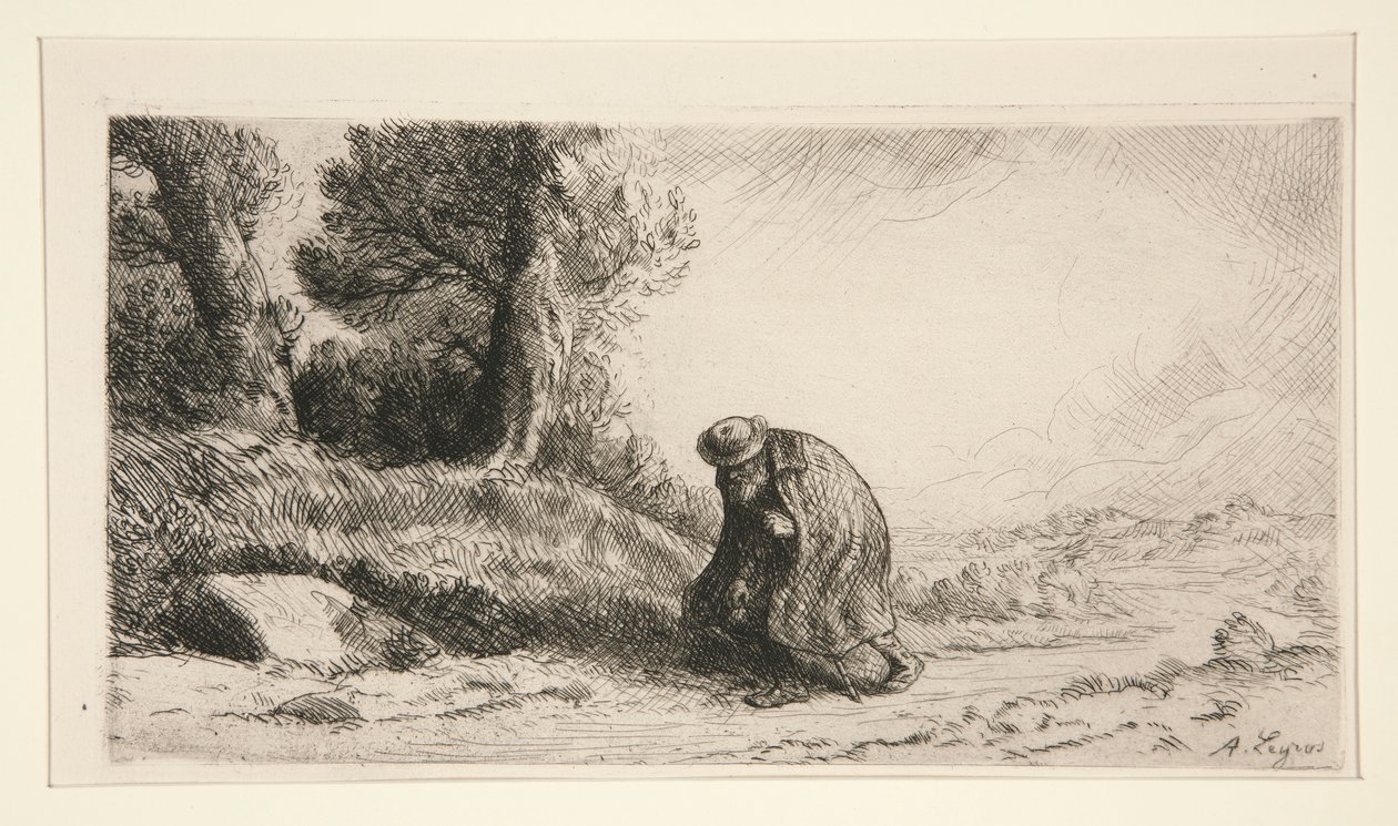 En vagabond rykker frem ad en bane af Alphonse Legros