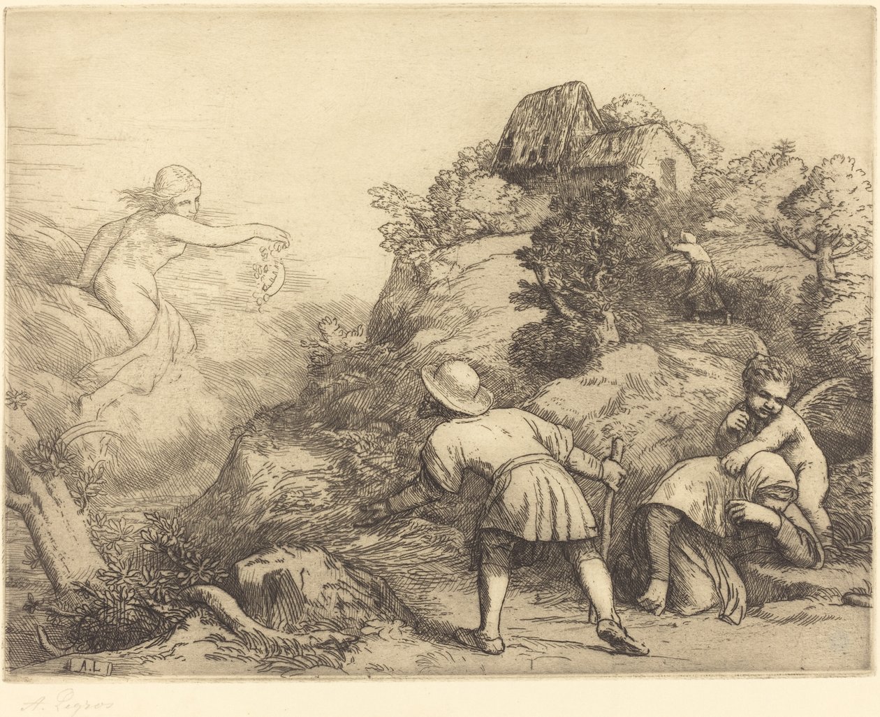 Allegori om bonden og formuen: Allegorisk emne af Alphonse Legros