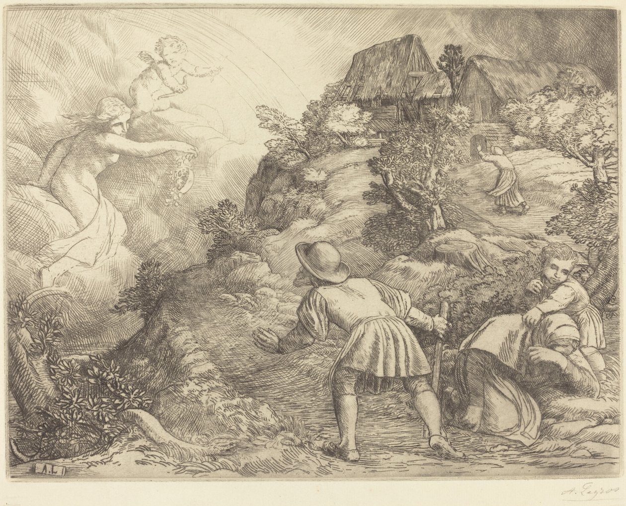 Allegori om bonden og formuen: allegorisk emne af Alphonse Legros