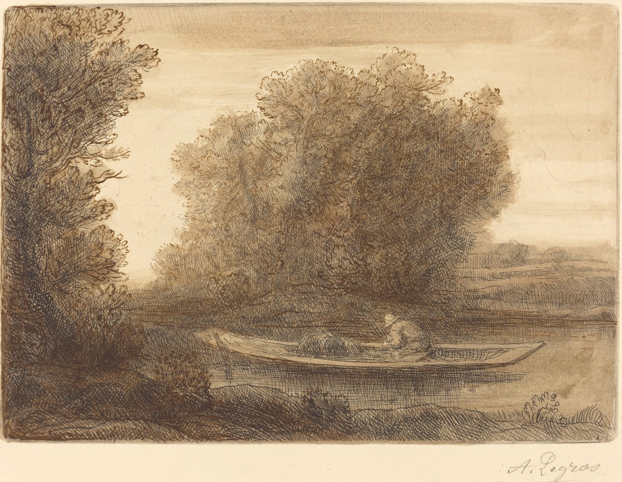 Bend in the River (Un coin de riviere) af Alphonse Legros
