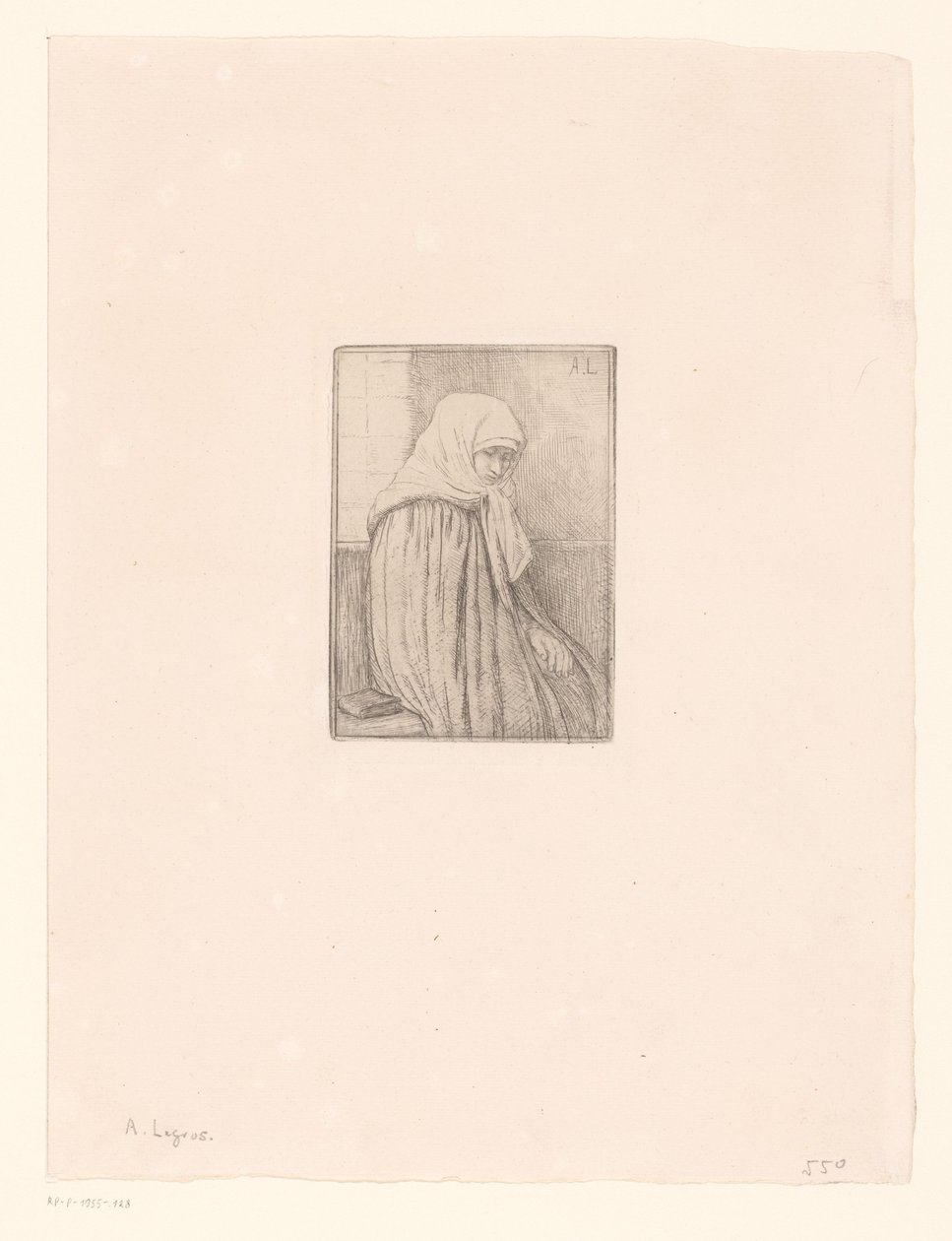 Bretonsk kvinde med tørklæde af Alphonse Legros