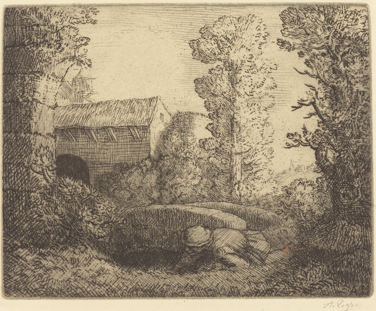 Bro ved møllen (Le pont du moulin) af Alphonse Legros