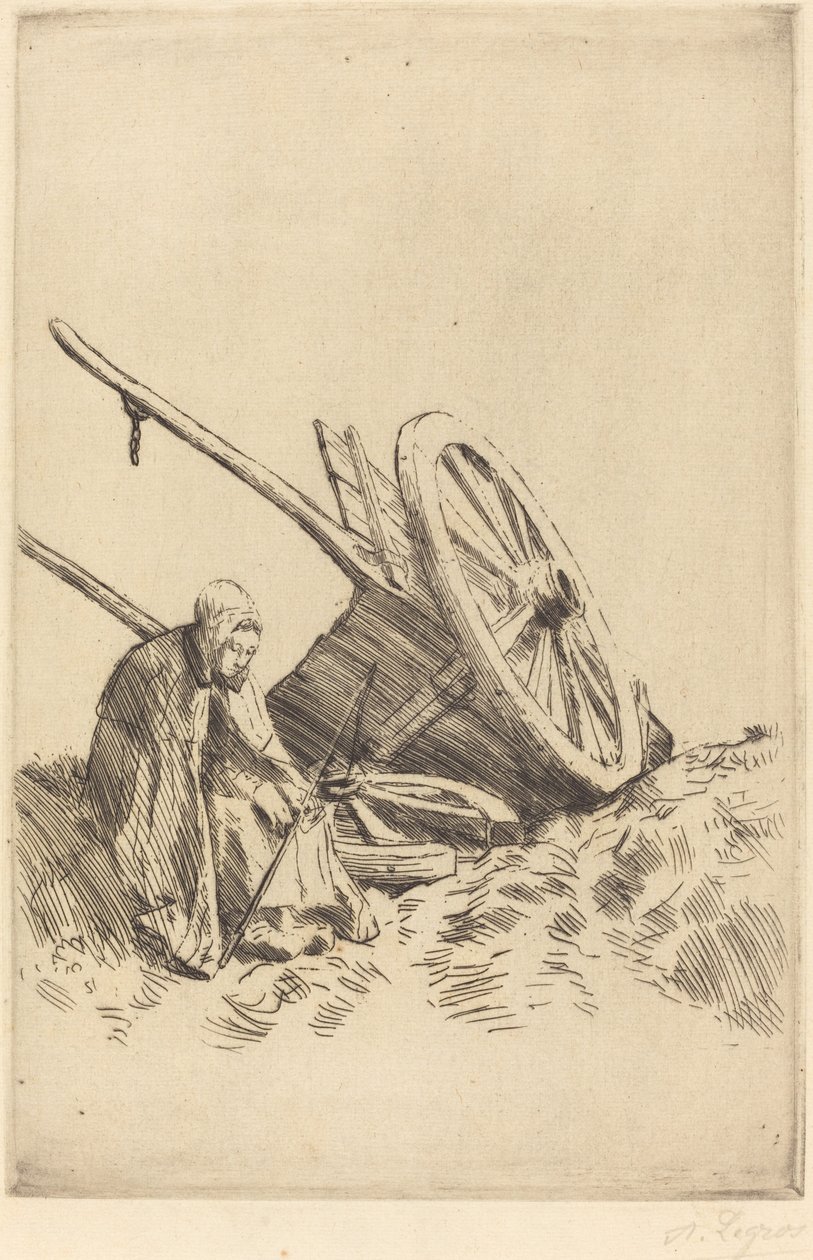 Broken Cart Den ødelagte vogn. af Alphonse Legros
