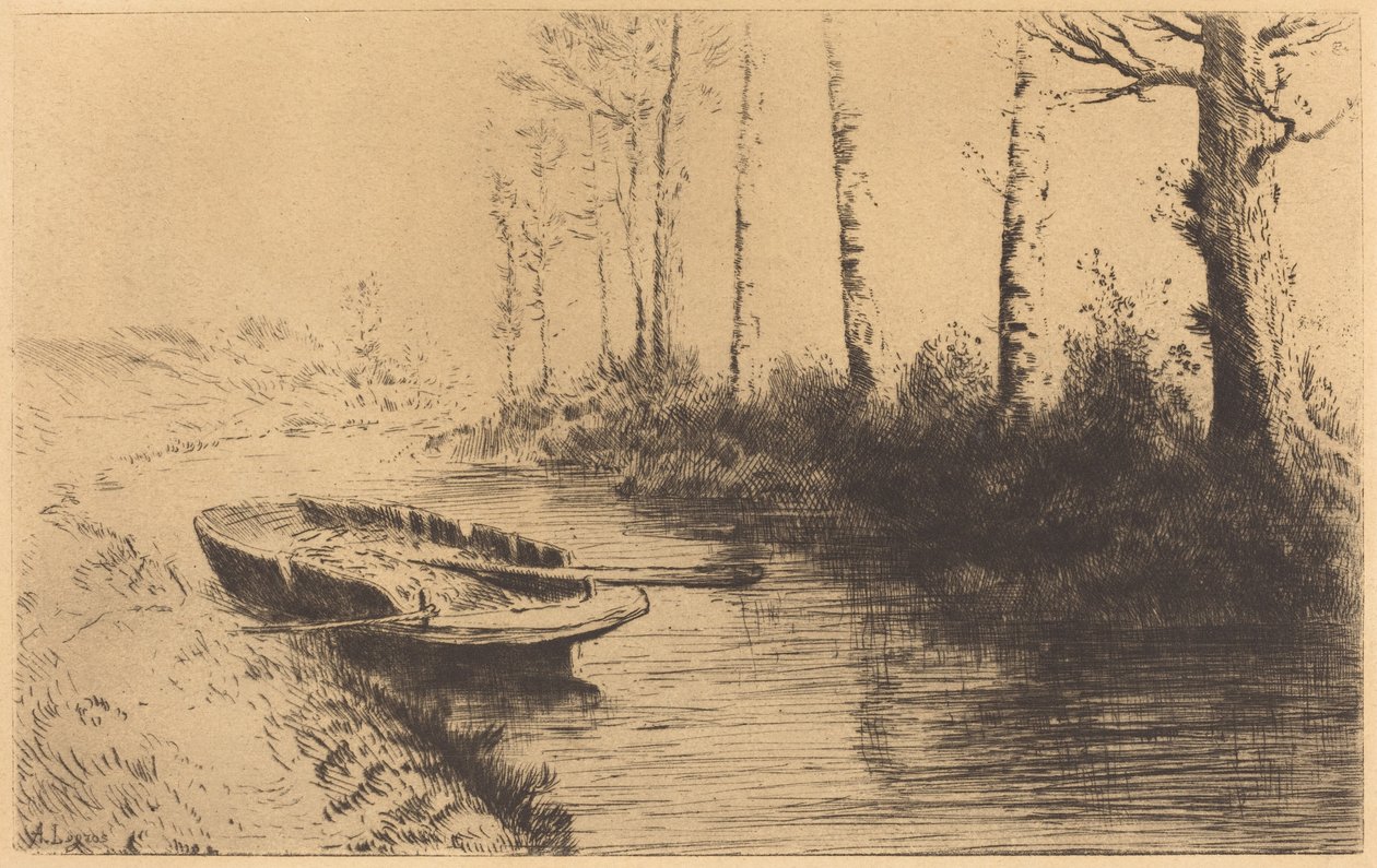 Canal Seen by Morning Light (Kanalen: Morgenlys) af Alphonse Legros