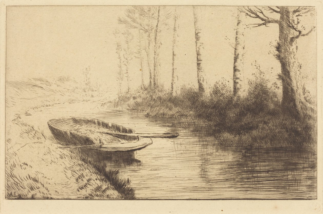 Canal Seen by Morning Light (Kanalen: Morgenlys) af Alphonse Legros