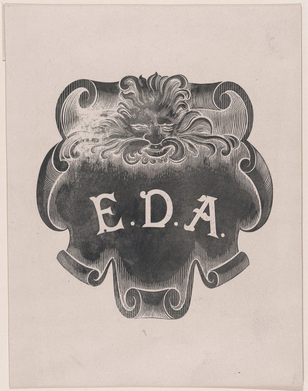Modbevis for et aftryk fra en navneplade til Edward D. Adams, ca. 1892. af Alphonse Legros