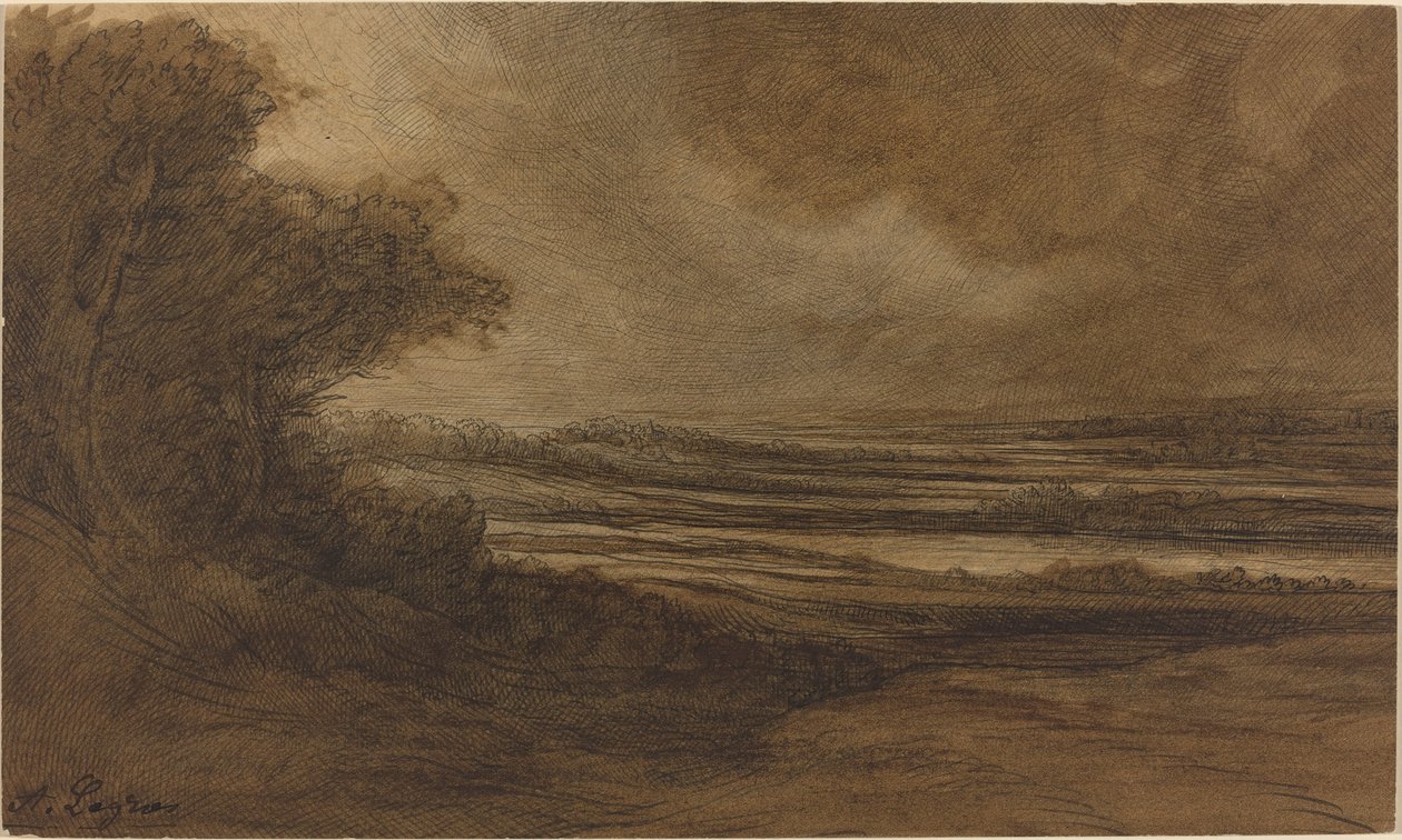 Landskabet i Bourgogne [recto] af Alphonse Legros