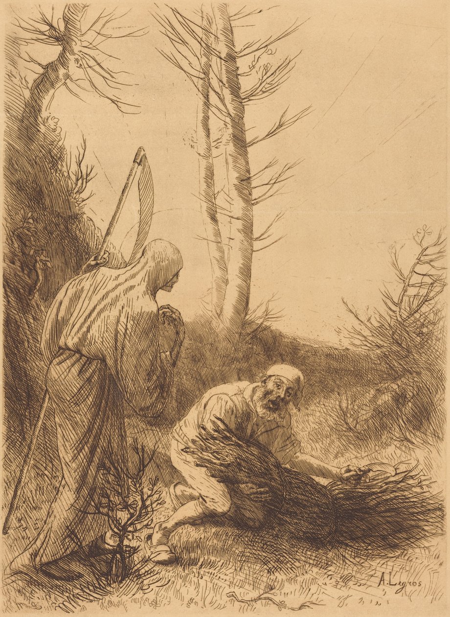 Døden og skovhuggeren, 2. plade (Le mort et le bucheron) af Alphonse Legros
