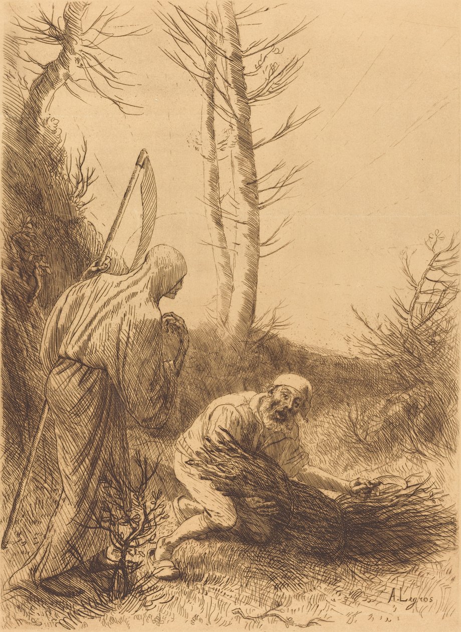 Døden og Skovhuggeren, 2. plade Le mort et le bucheron. af Alphonse Legros