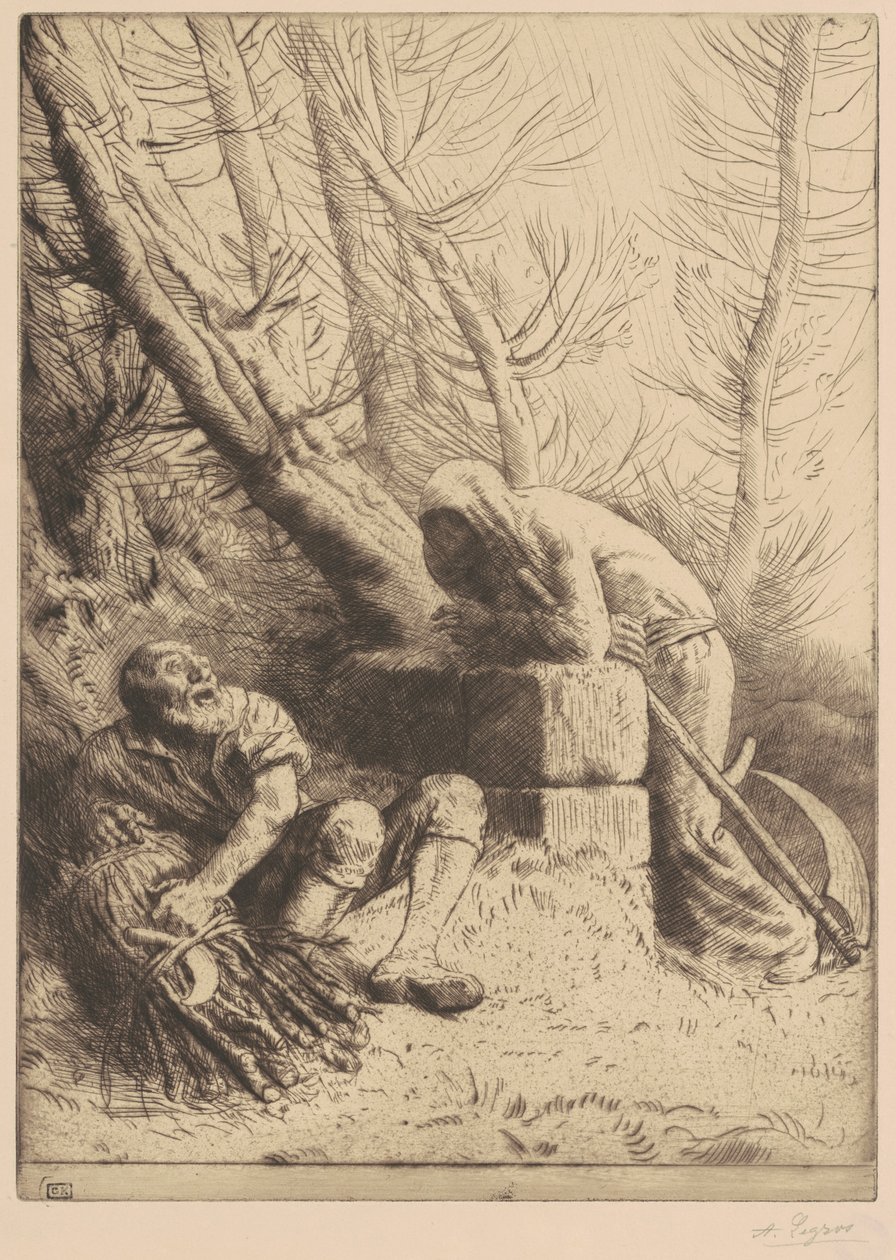 Døden og skovhuggeren, 4. tavle af Alphonse Legros