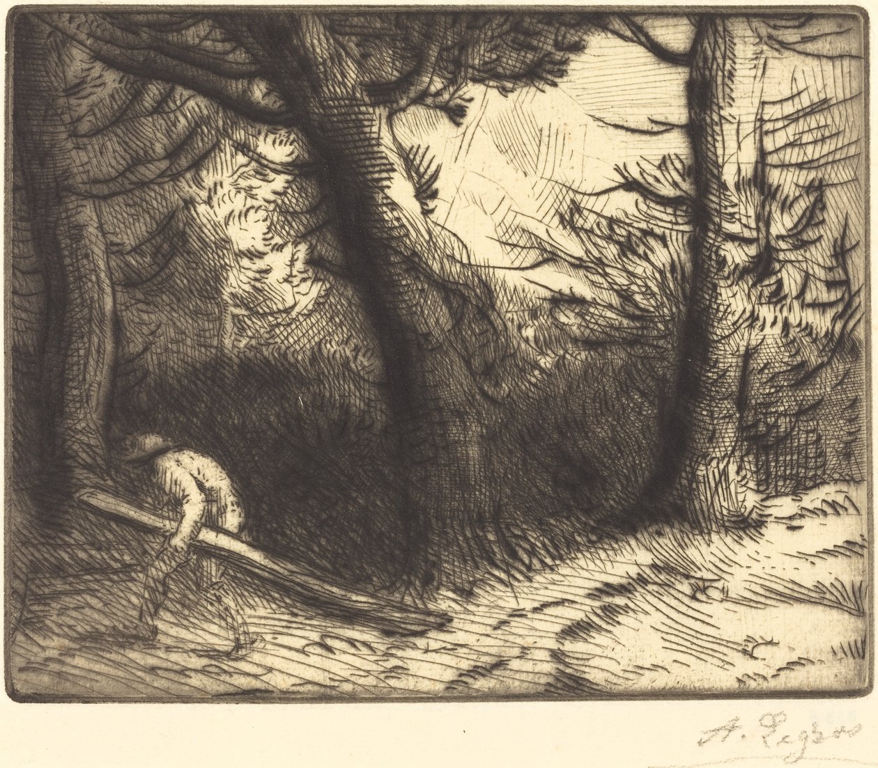 Edge of a Forest in Bourgogne Un coin de foret en Bourgogne. af Alphonse Legros